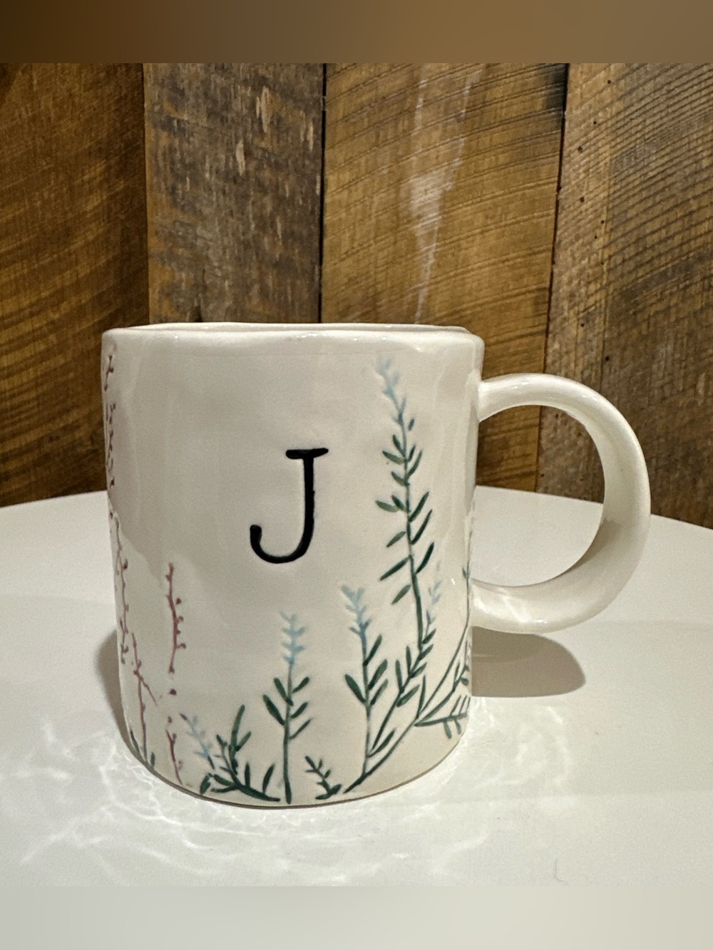 Anthropologie Dagny Monogram ‘J’ Floral Mug, Initial Botanical Coffee Cup